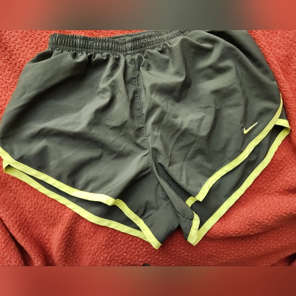 Nike Women's Dark Gray and Yellow Athletic Shorts - Picture 2 of 2